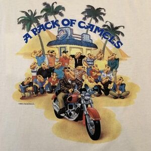 Vintage Camel Shirt Mens XL White A Pack Of Camels 1990 Motorcycle Tee T-Shirt